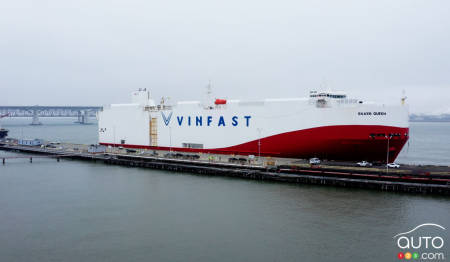 The very first VinFast VF 8 SUVs arrive by ship in California